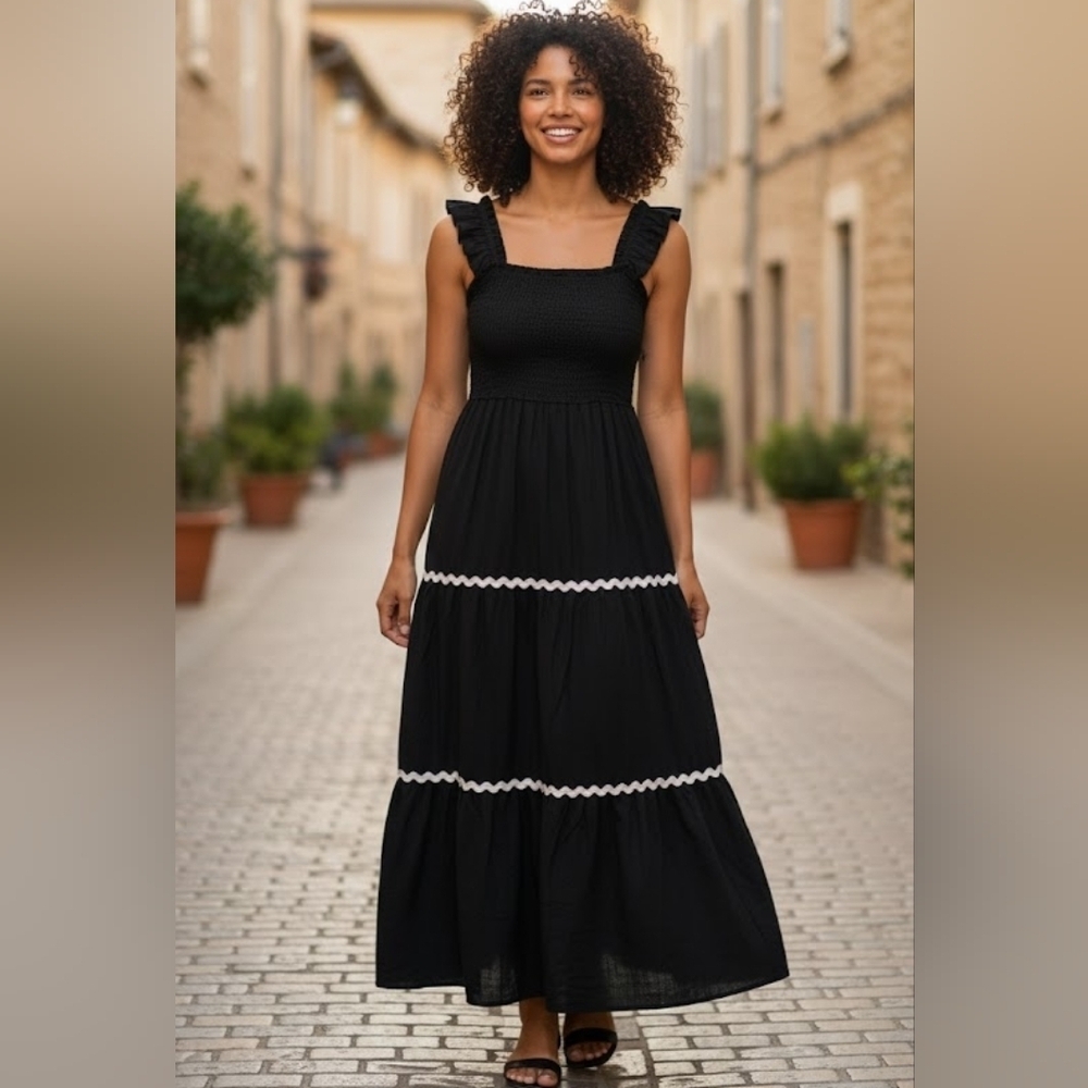 Truly 4 you Elegant Black Ruffle Dress Size M